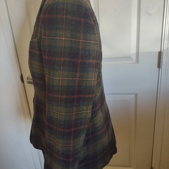 L.L.Bean Dark Plaid Wool Cashmere Jacket 14R Turkey RN71341 - Picture 4 of 14